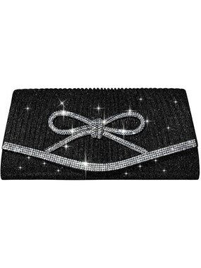 〽️ Women Bow Black Clutch Purse Envelope Glitter Rhinestone Evening Wedding Bags